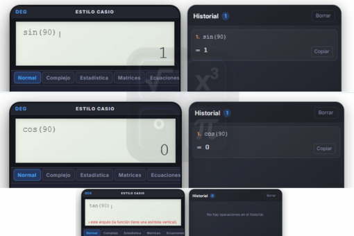Por qué mi calculadora da Math Error en Tan 90